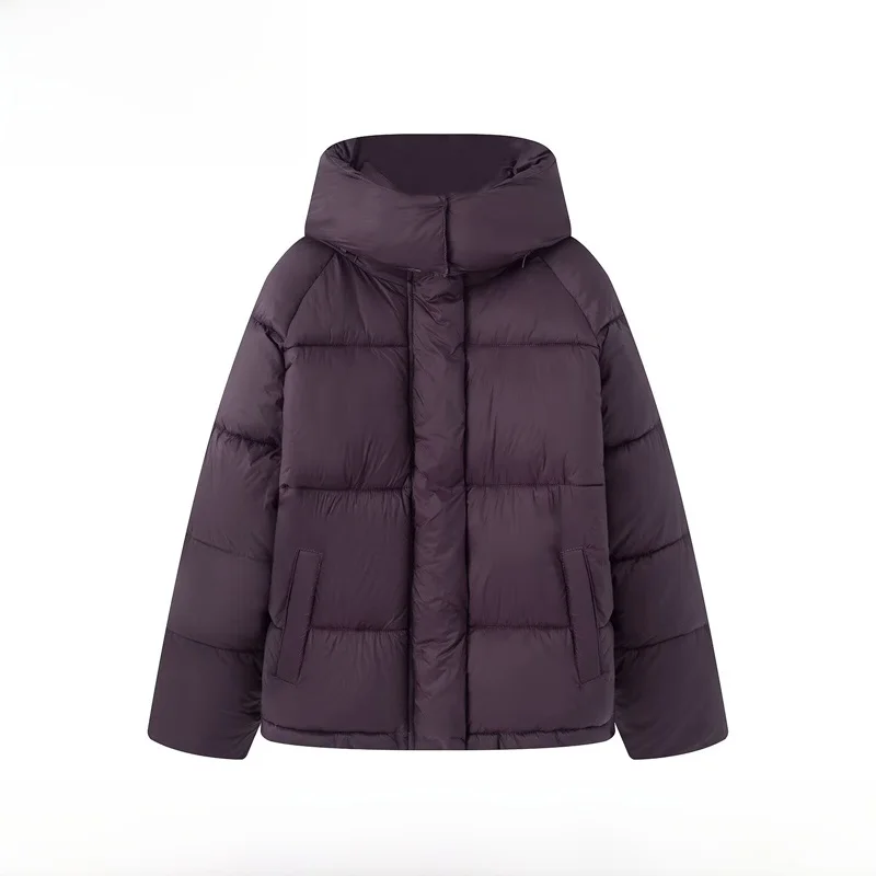 

EVEA New Women's Fashionable Commuter Style Cotton Jacket Detachable Hat Coat Loose Fit Long Sleeve Zipper Closure Color