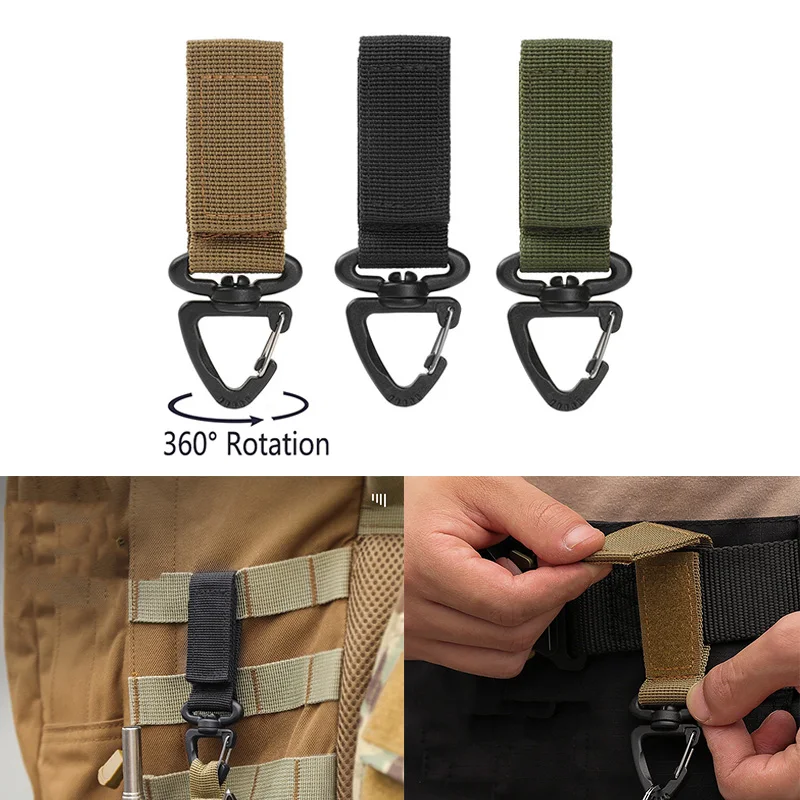 Outdoor Camping Carabiner Rotatable Nylon Molle Tactical Backpack Key Hook Webbing Buckle System Belt Buckle Hanging