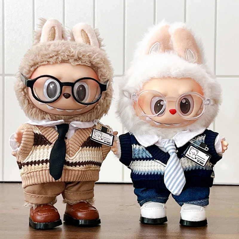 

Mini Plush Doll'S Clothes Outfit Accessories for 15-17cm Labubu Idol V1 V2 10cm Cotton Doll Vest Uniform Set Clothing Gift