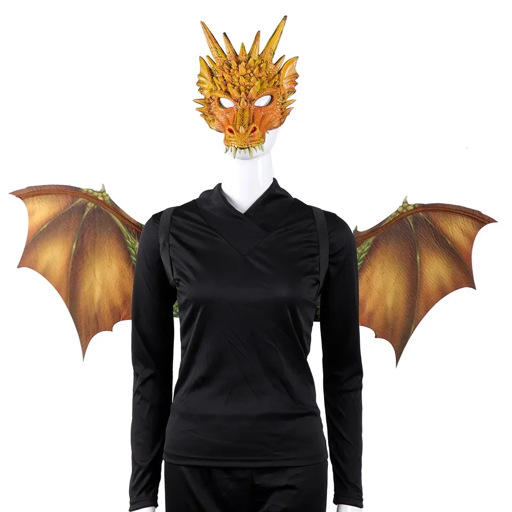 Set di ali di maschera di drago di danza per adulti Set di feste di carnevale accessori per ali di Halloween puntelli