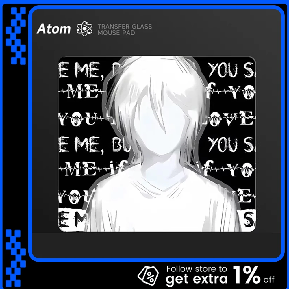 ATOM TRANSFER Glass Mousepad FPS Smooth and Speed Mouse Pad Dirt-resistant and Durable Coated Surface For TTK APEX CSGO PC Gamer