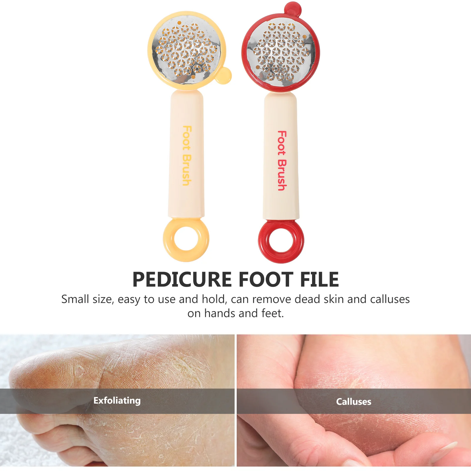 2 pezzi raschietto per piedi per pelle morta rimozione calli in acciaio inossidabile pedicure file scrubber per tallone per piedi asciutti e bagnati - spazzola per la cura dei piedi
