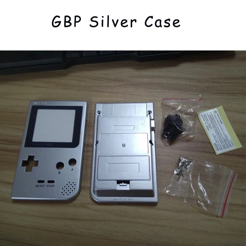 Silver Plastic Full Shell Cover Case for Nintend GBP Gameboy Pocket Housing With Buttons  Mirror Conductive Sheet Sticker Screws