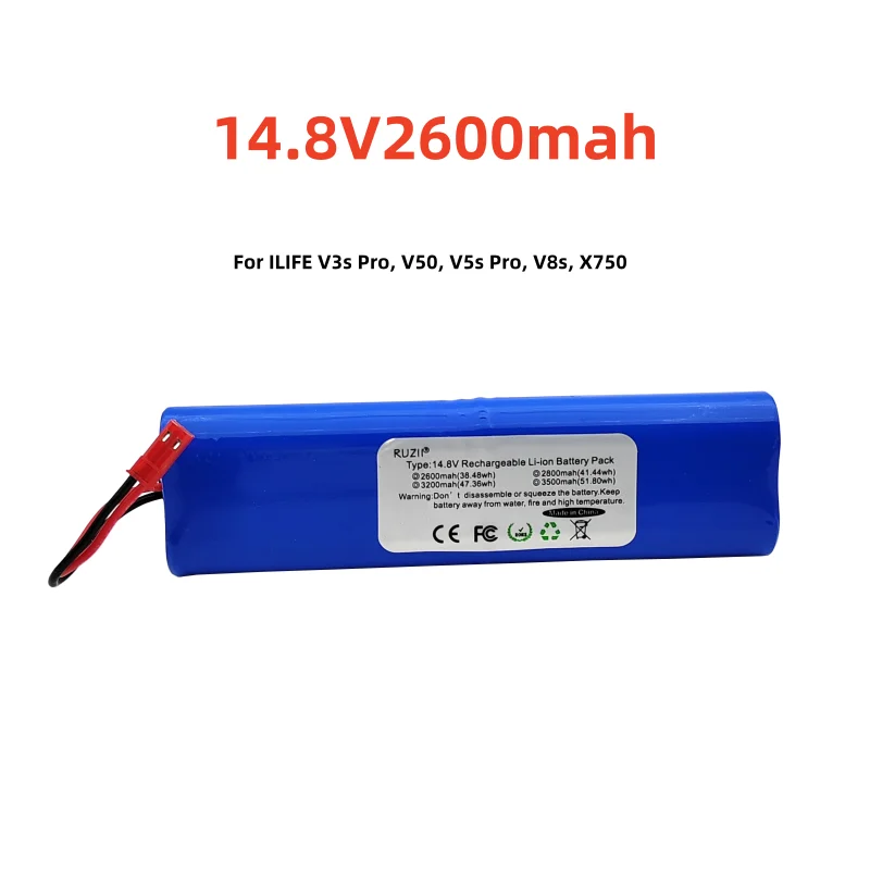 14.4V 14.8V Batteries  ILIFE V5 V5s V50 V8s V3s Pro X750 Robot Vacuum Cleaner Battery 2600mah/3200mah/3500mah