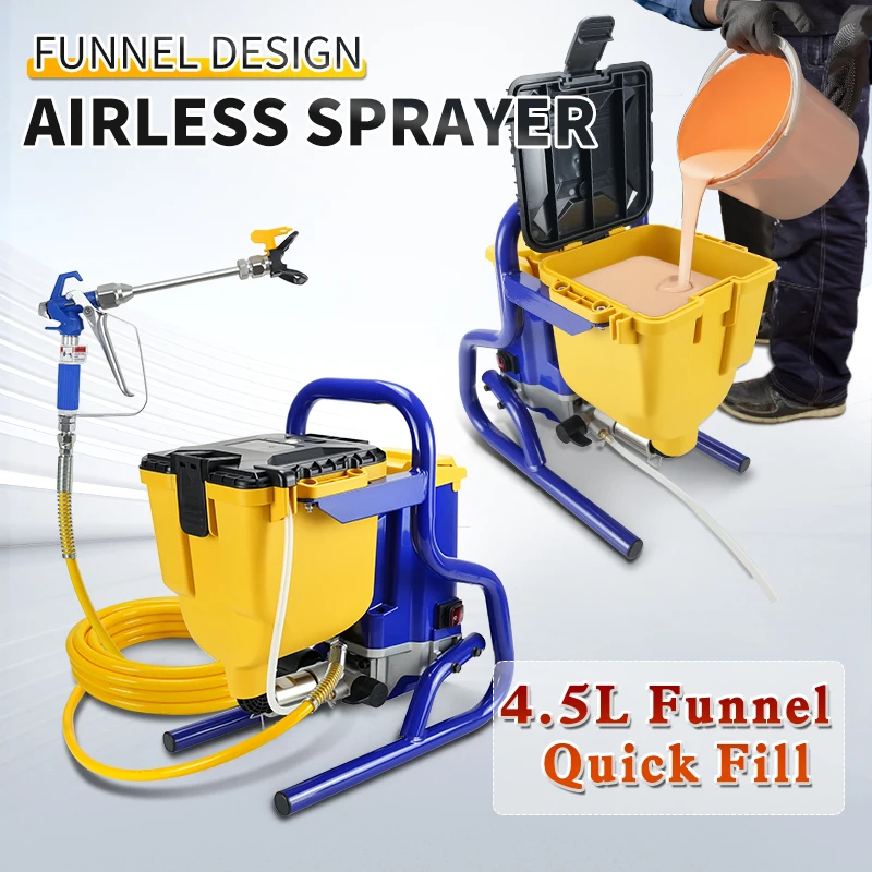 850W 110/220V Airless Paint Sprayer, 4.5L Quick-Fill Funnel Electric Spraying Machine for Latex Paint, Thick Coatings