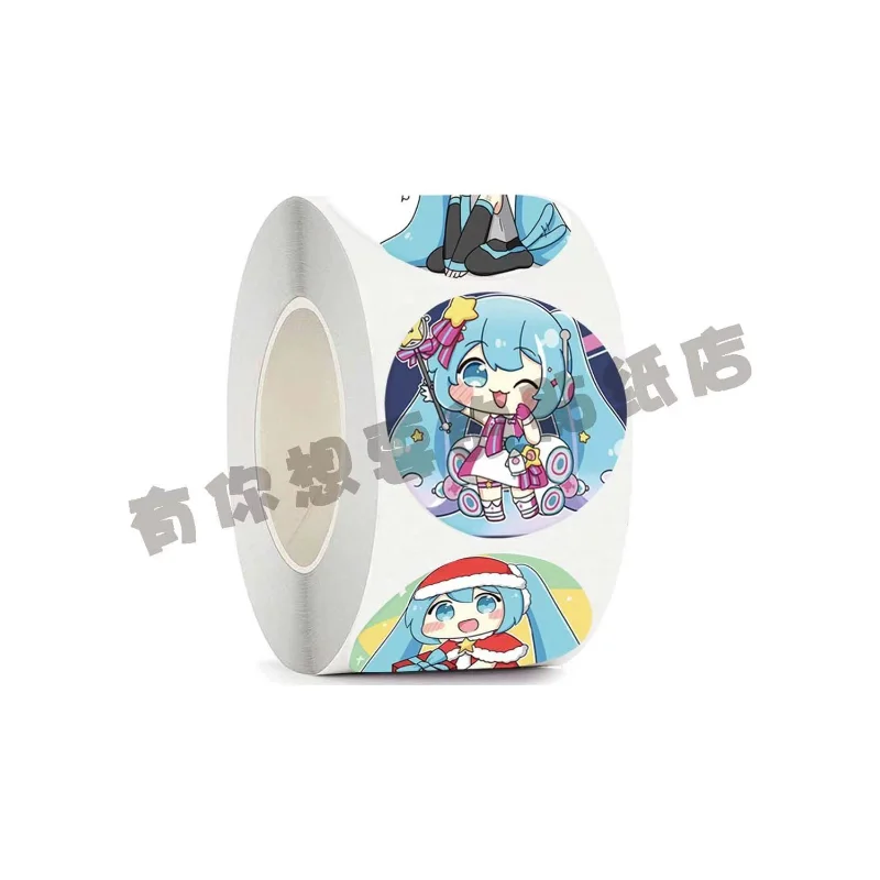 500 قطعة Hatsune Miku ملصق Kawaii ختم التسمية الزخرفية الكرتون الاطفال حفلة الحلوى ملصقات ديكور المغلف ختم سكرابوكينغ #5