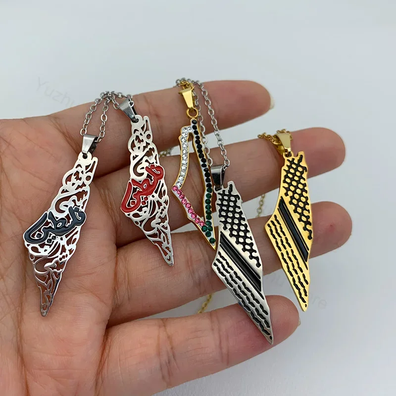 الفولاذ المقاوم للصدأ الكوفية وشاح نمط سلسلة بدلاية القلائد هندسية خريطة سلسلة مجوهرات هدية إكسسوارات جذابة