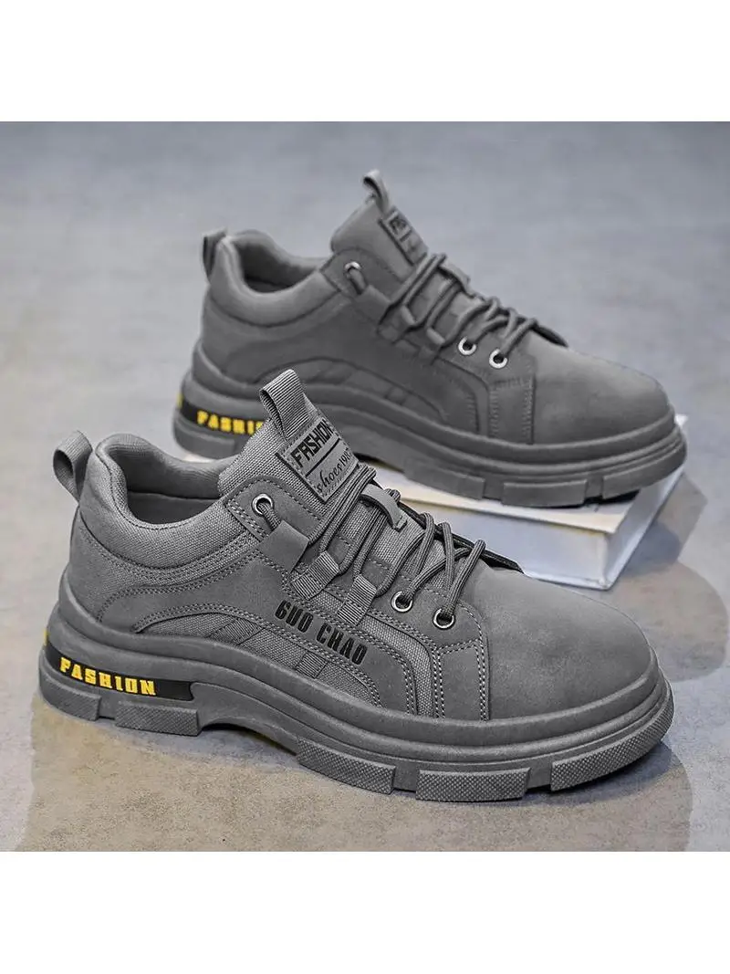 

Men's Work Boots Thi Bot Anti-Slip Wear-Resistant Boots Student oes Winter Season High Quali Leather Material