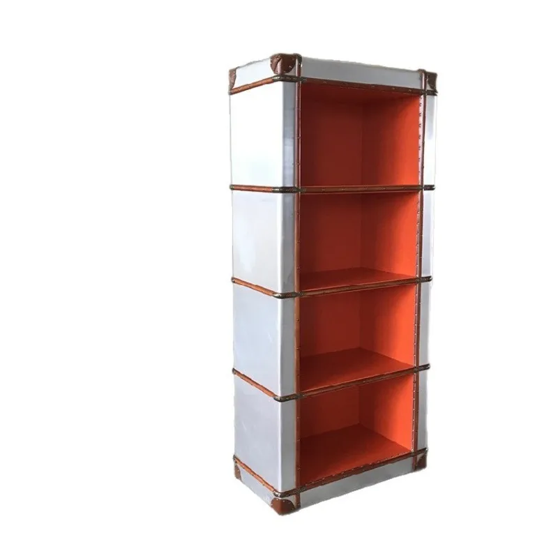 

American industrial style bedroom storage file cabinet retro aluminum leather creative cafe display cabinet