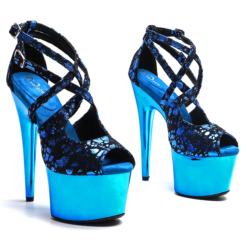 

Leecabe 17CM/7inches Suede Trend fashion Sandals High Heel platform stripper heel Pole Dance shoes