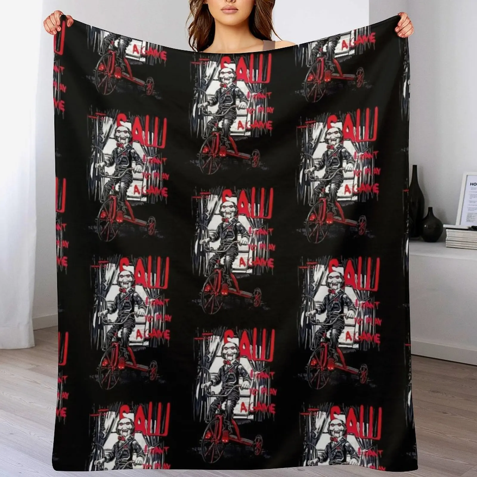 

Vintage Saw Jigsaw Horror Movie Throw Blanket Beach Hairy Plush for winter Blankets