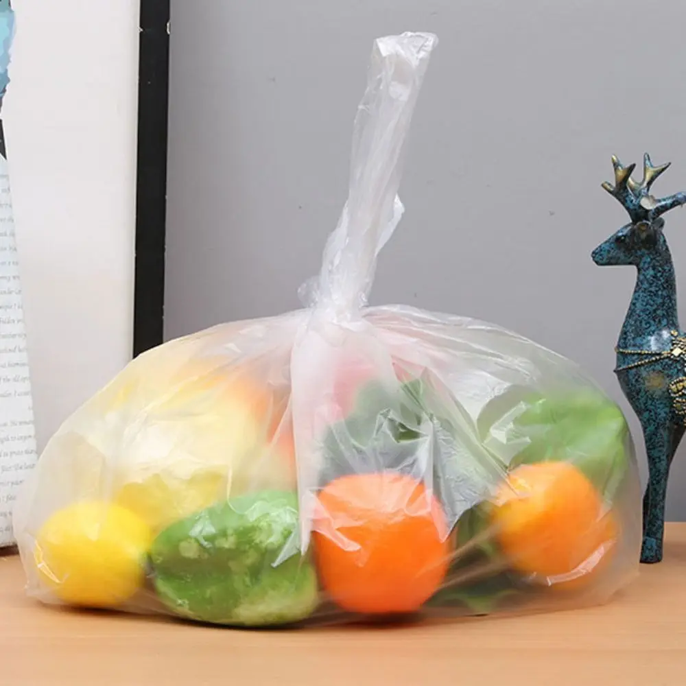 100Pcs Supermarket Plastic Bags With Handle Useful Transparent Shopping Pouches Roll Food Packaging Keep Fresh Bags