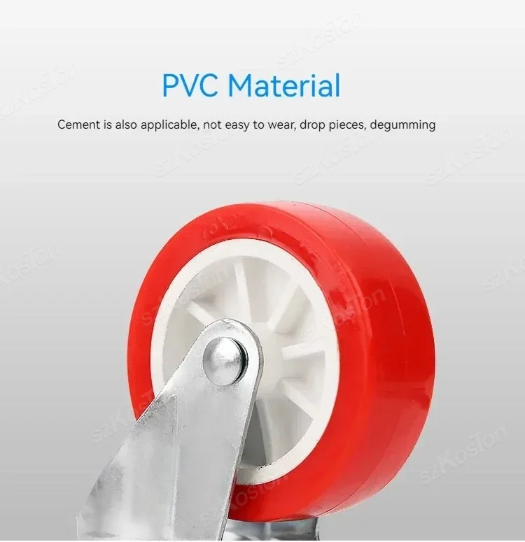 Rodízio de móveis de 4 tamanhos, 1-2 polegadas, pvc, vermelho, universal, giratório, roda de rolo para plataforma, acessório de carrinho
