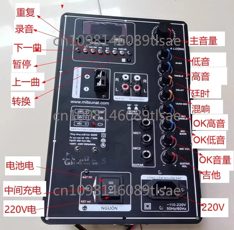 

12V Battery 220V High Power Square Dance Bluetooth Amplifier Board Speaker Repair Special