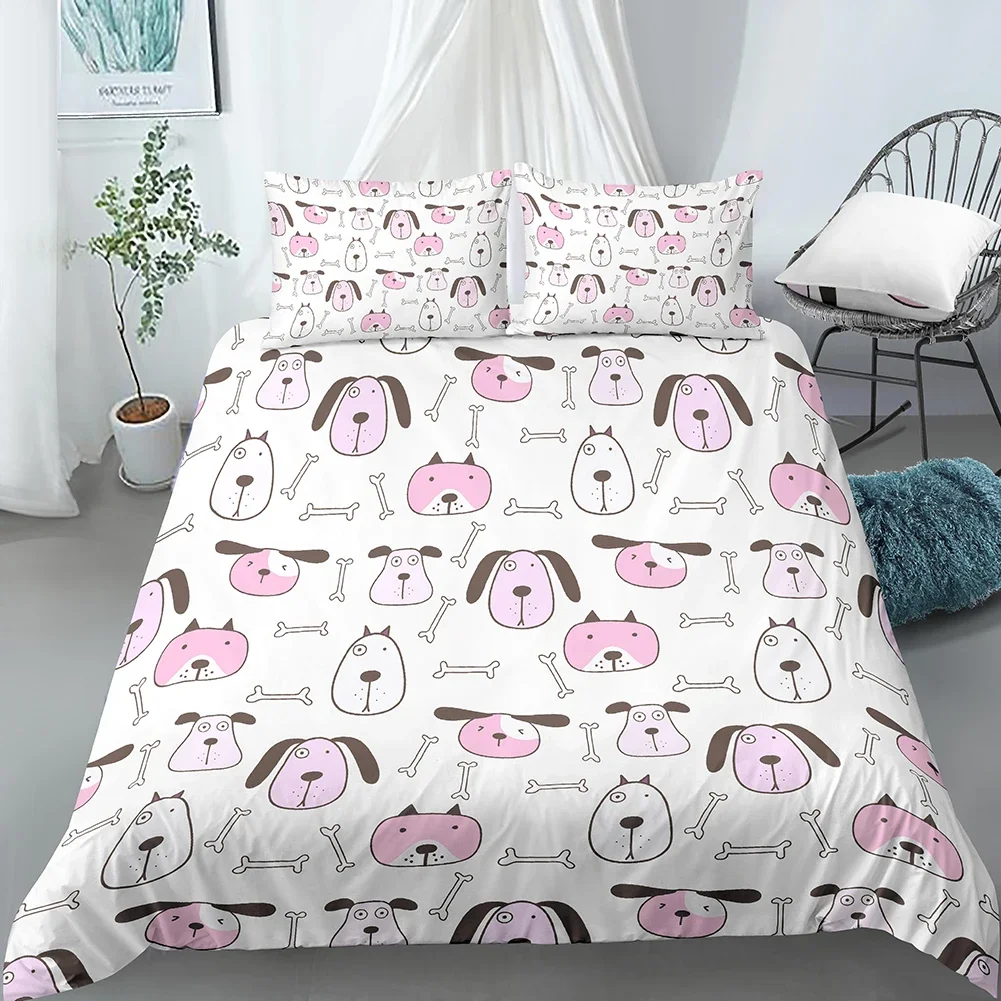 Dessin animé Chien Housse de couette Ensemble Drôle Carlin Imprimé King Size Ensemble De Literie pour Enfants Garçons Filles Animal Thème 2/3pcs Double Housse De Couette