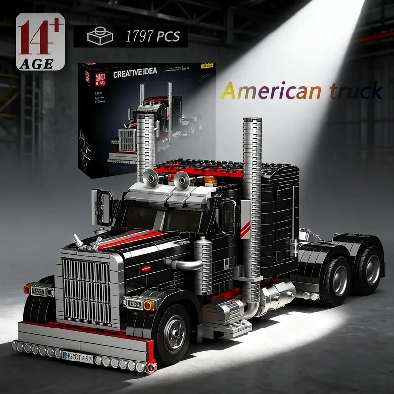 ชุดตัวต่อรถบรรทุกอเมริกัน 10037 ชิ้น ของเล่นประกอบแบบจำลองสำหรับเด็ก เสริมสร้างทักษะ STEM ของขวัญคริสต์มาส
