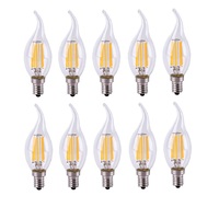 10pcs E14 LED Bulb AC220 4W 8W 12W Filament Candle Light C35 C35L Edison Glass Bulb Retro Antique Vintage Style Cold White Warm