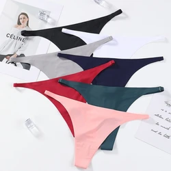 No Trace Panties Thongs Women Ice Silk Underwear Sexy Lingerie Fashion Sports T-back Comfort Invisible G-String Panty S-L