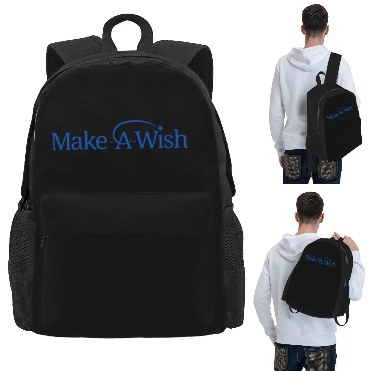 Make A Wish Foundation Of America Student Backpack School Bag Hiking Travel Daypack for Boys Girls Bookbag Shoulder Bags