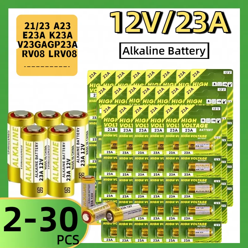

20 DryAlkaline Batteries 23A 12V Suitable for Doorbells Car Alarms Walkmans23GA A23S E23A EL12 MN21 MS21 V23GA L1028 GP23A LRV08
