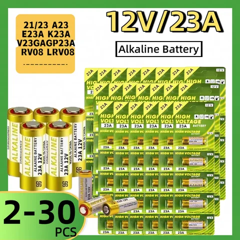 20 batterie alcaline a secco 23A 12V adatte per campanelli allarmi auto Walkmans23GA A23S E23A EL12 MN21 MS21 V23GA L1028 GP23A LRV08