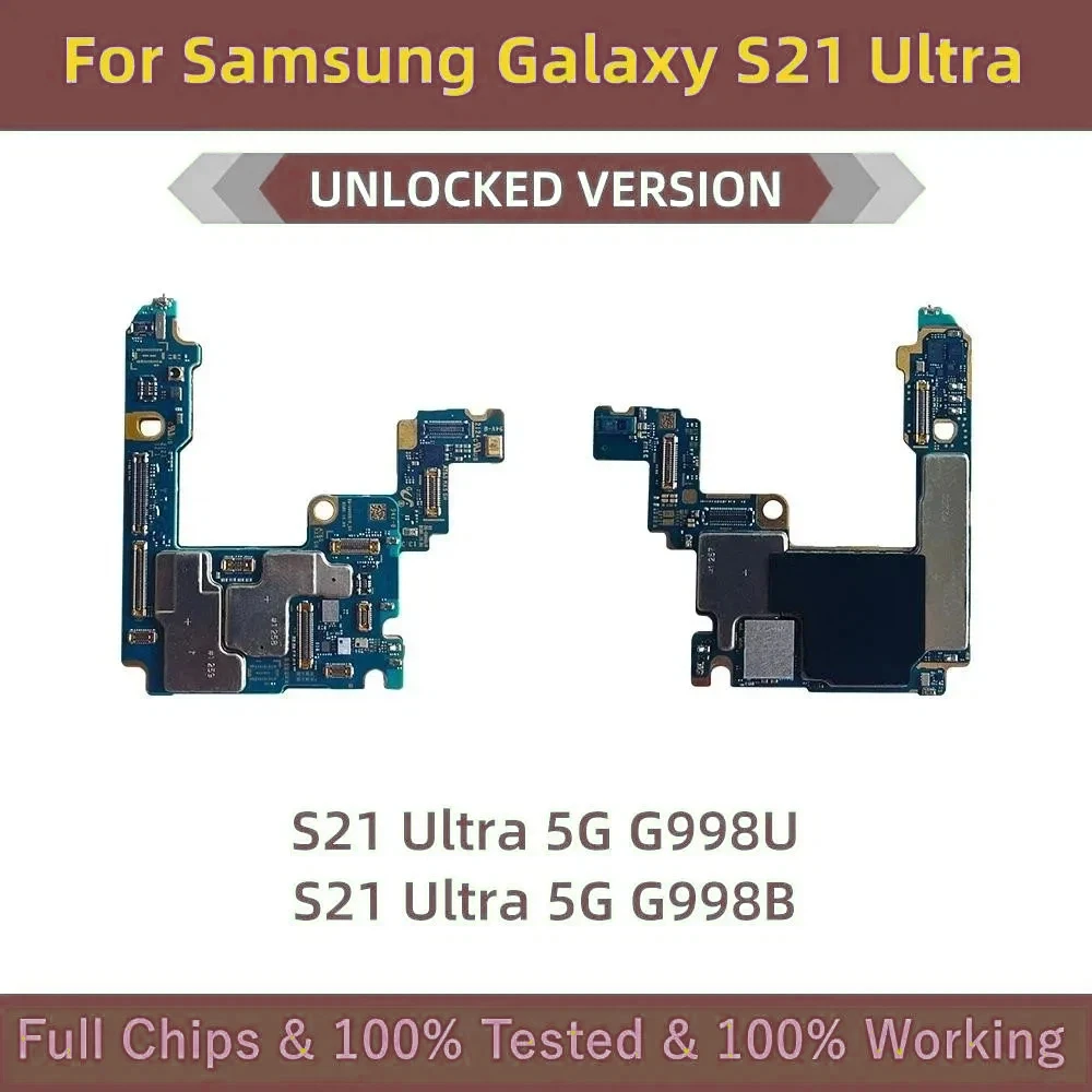 Placa Lógica Desbloqueada 100% Testada S21 Ultra 5G G998U G998 para Samsung Galaxy S21 Ultra G998B com Chips Completos