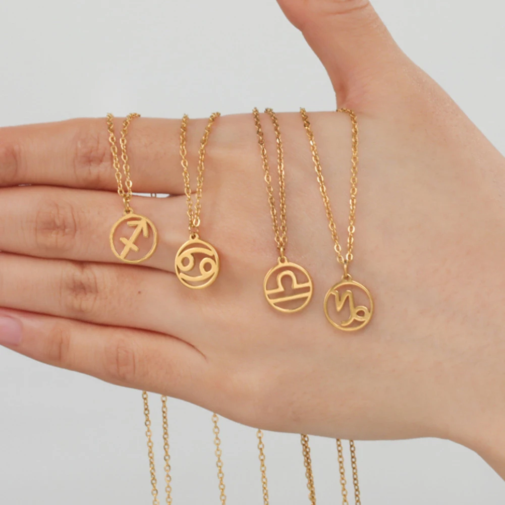 Unift Hollow horoskop zodiak konstelacja naszyjnik ze stali nierdzewnej biżuteria dla kobiet prezent urodzinowy astrologia przywry Taurus
