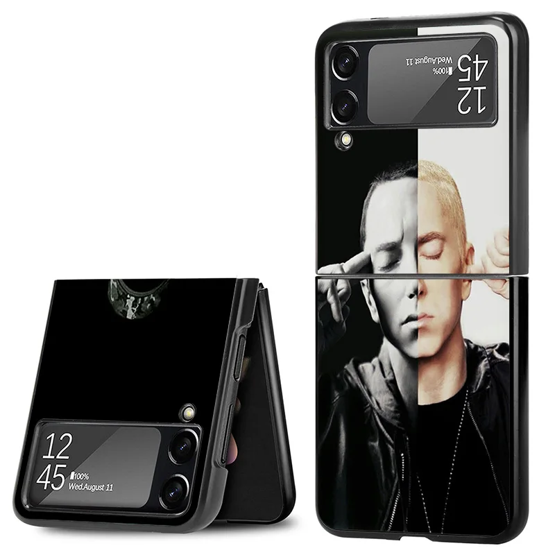 Matte Phone Case For Samsung Galaxy Z Flip6 5G Flip5 Flip4 Flip3 ZFlip 6 3 4 5 Eminem RAP GOD Hard Black Cover