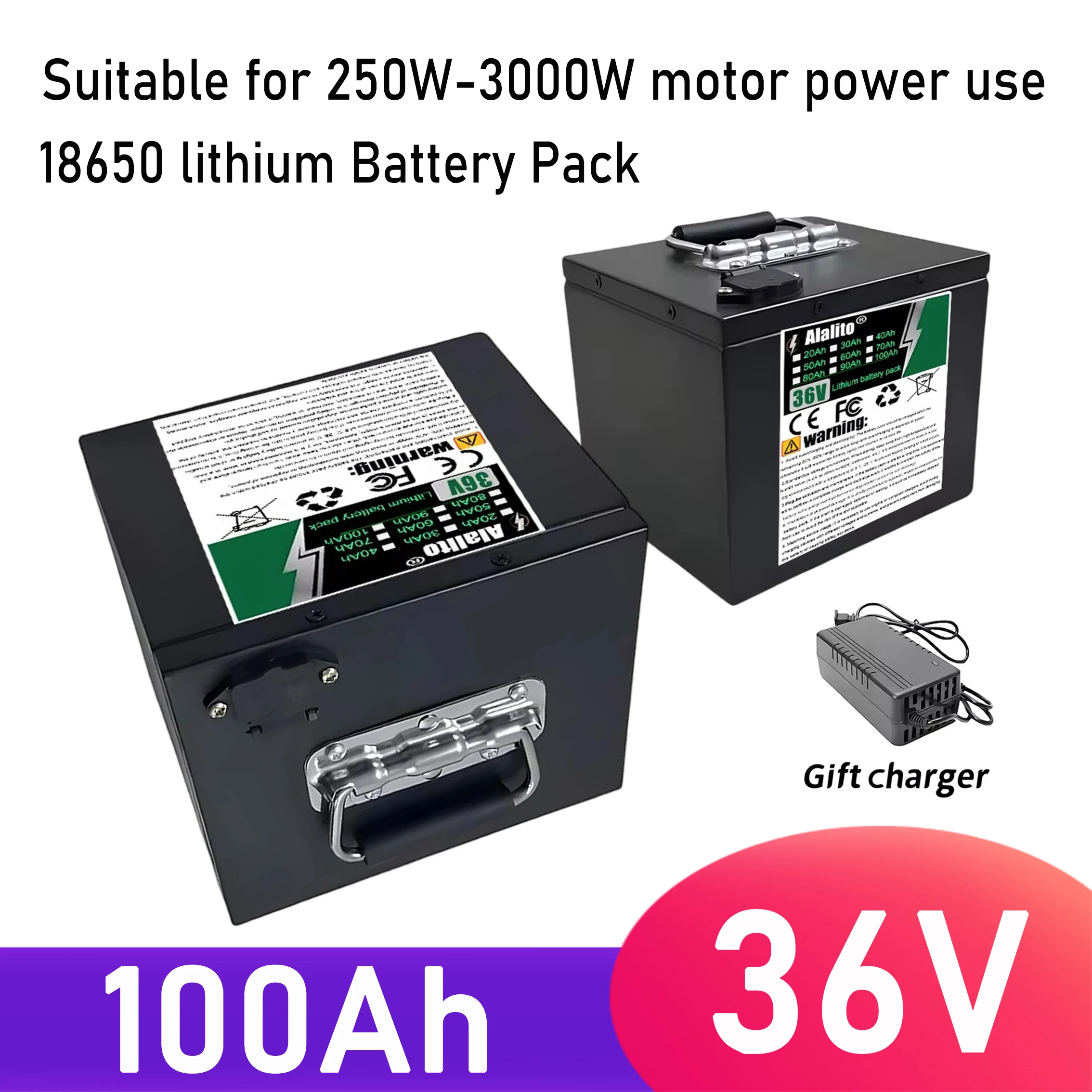 

Air freight, suitable for motors below 3000W, 36V 20Ah-100Ah lithium battery pack, strong power