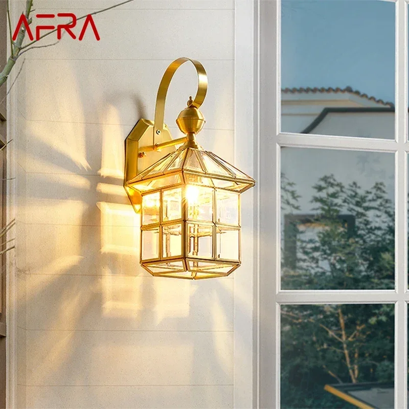 

AFRA Contemporary Brass Outdoor Wall Lamps Simplicity Waterproof Creative Balcony Hallway Courtyard Villa Gate Hotel