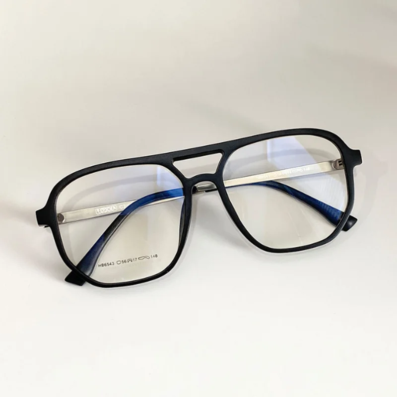 

Fashionable Dual Bridge Large Frame Glasses Sightedness Slimming Face Design Personality Style -0.5 -0.75 -1.0 -1.5 -2.0 To -6.0