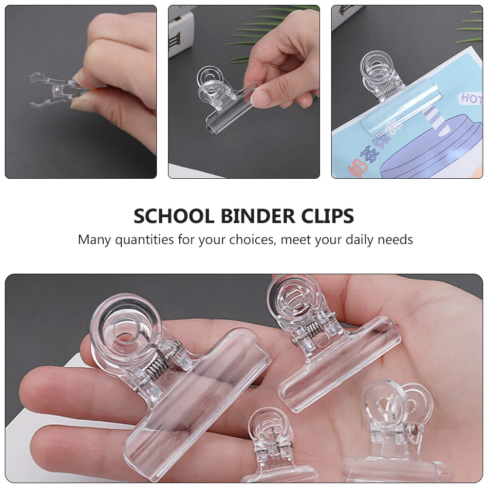 10 قطعة مقاطع ملف بلاستيكية قابلة للطي لبطاقات الملاحظات فواتير شفافة الموثق كليب مكتب اللوازم المدرسية ورقة المشابك