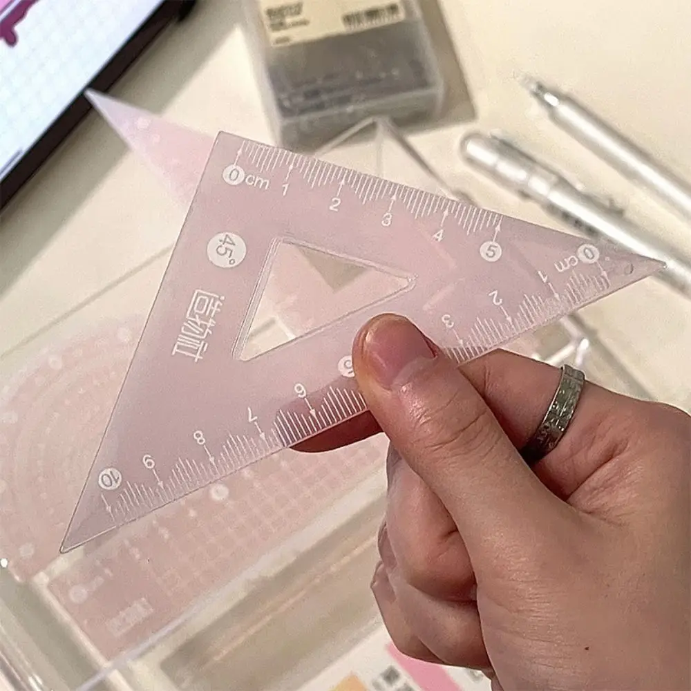 4PCS/Set 15/20CM Jelly Ruler Set Transparent Thickened Set Square Measuring Stationery Measuring Ruler Boys/Girls