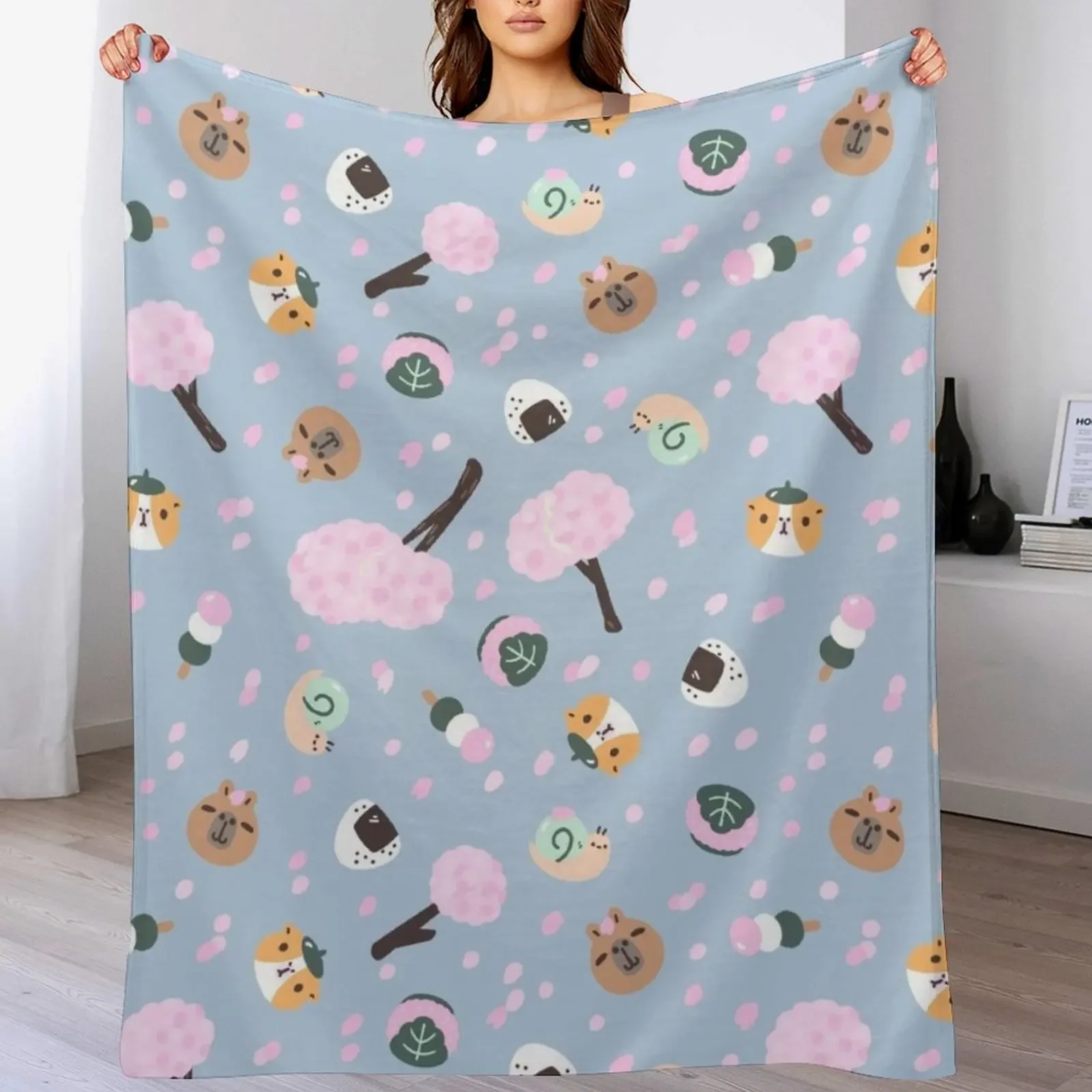 

Bubu and Moonch Sakura Season Pattern Throw Blanket christmas decoration Thermals For Travel Sofa Quilt Polar Blankets