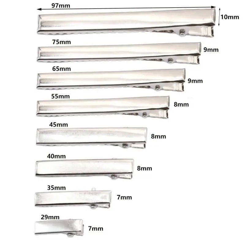 100 Stück ~ 25 Stück 29 mm ~ 97 mm flache Metall-Einzelzinken-Alligator-Haarnadel-Clip-Basis für DIY-Haarspangen, Schmuckherstellung, Zubehör – Detail 2
