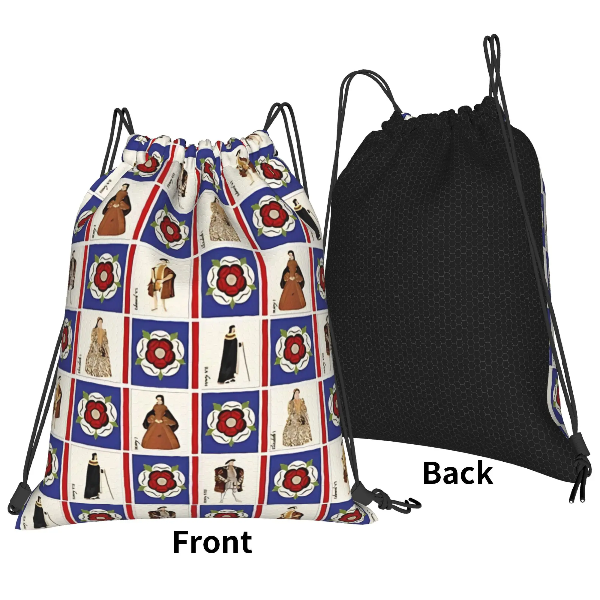 England Rose Heraldic Pattern  Portable Hiking Riding Gym Drawstring Storage Sporty Backpacks