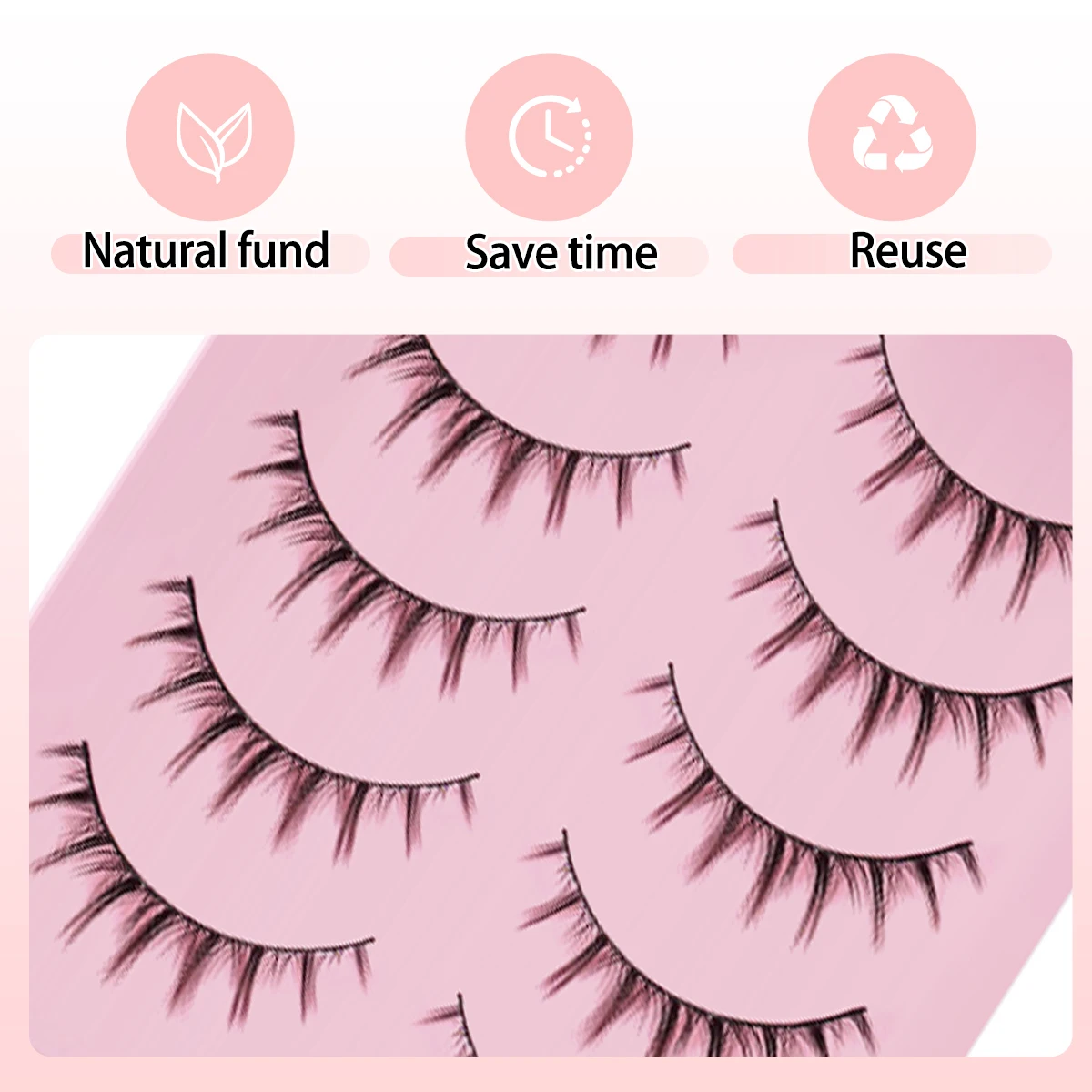 5 pares de pestañas postizas Manga, pestañas suaves naturales largas y tenues para maquillaje de fiesta de Cosplay de Anime