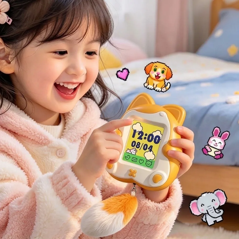 Plush Pendant Puzzle Color Screen Electronic Pet Machine Compact Portable Virtual Pet Keychain Educational Mini Gift Kids