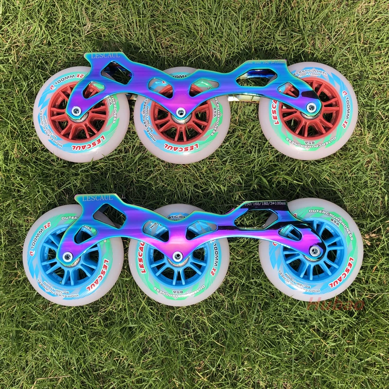 Rocked Frame Speed Skating profesjonalna konkurencja Roller Rack 3*90mm 3*100mm 3 koła 85A podstawa Skate ramka uchwyt