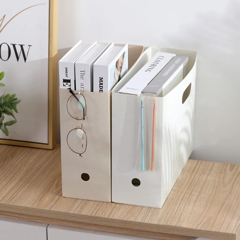 2pcs Book Storage Box Large Capacity Folding Desktop Bookcase File Organizer Storage Basket Document Organizer Office Supplies
