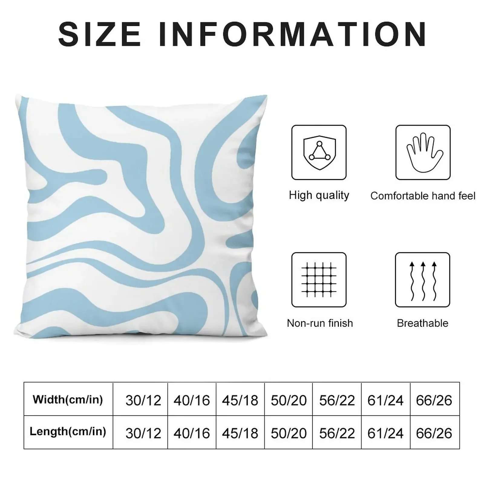 Retro Modern Liquid Swirl Abstract Pattern Square in White and Baby Blue Throw Pillow Cushion Cover anime girl pillow