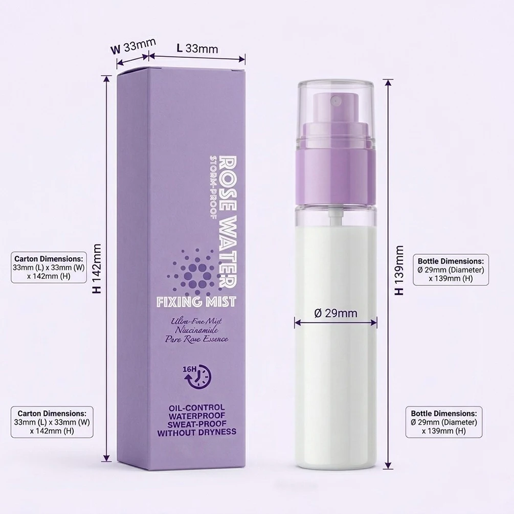 

Спрей-фиксатор для макияжа Private Label 50 мл с индивидуальным логотипом, розовый, стойкий, водостойкий, устойчивый к поту, контролирующий жирность, увлажняющий, веганский