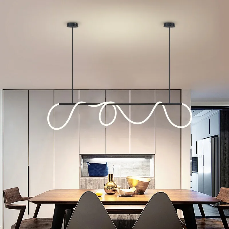 Modern Long Hose LED Ceiling Pendant Light, Minimalist Pendant Light, Living Room, Creative Bar, Bedroom, Dining Room, Line Ligh