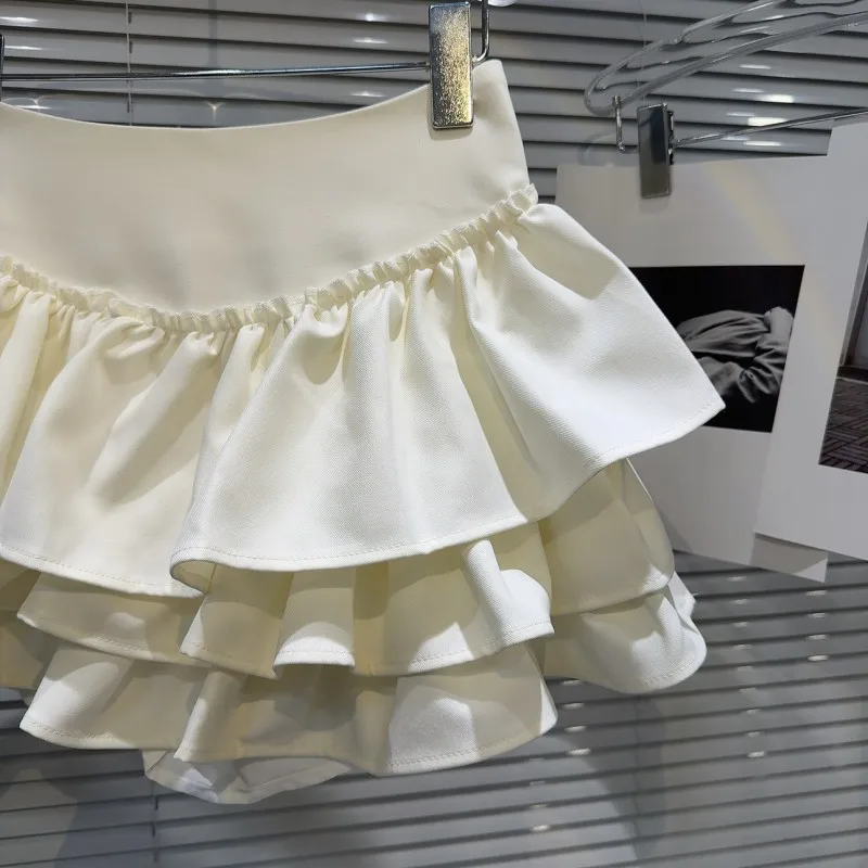 Tiered Ruffled Mini Skirt High Waist Layered Flowy Chiffon Short Skirt Summer Spring Women Soft-Girl 2025 Outfit