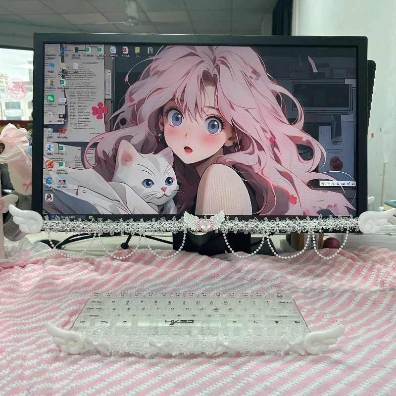 Custom Cute Lace Decorative Trim Sticker for Monitor Computer Screen Handmade DIY Kawaii Border Decal