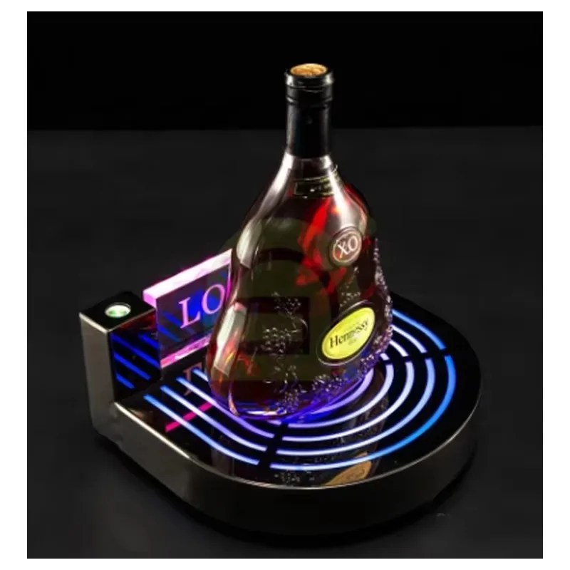 Premium Custom LED Liquor Display StandLED Portable Champagne Bottle Glorifier Presenter With Animal Print Commercial Grade Poli