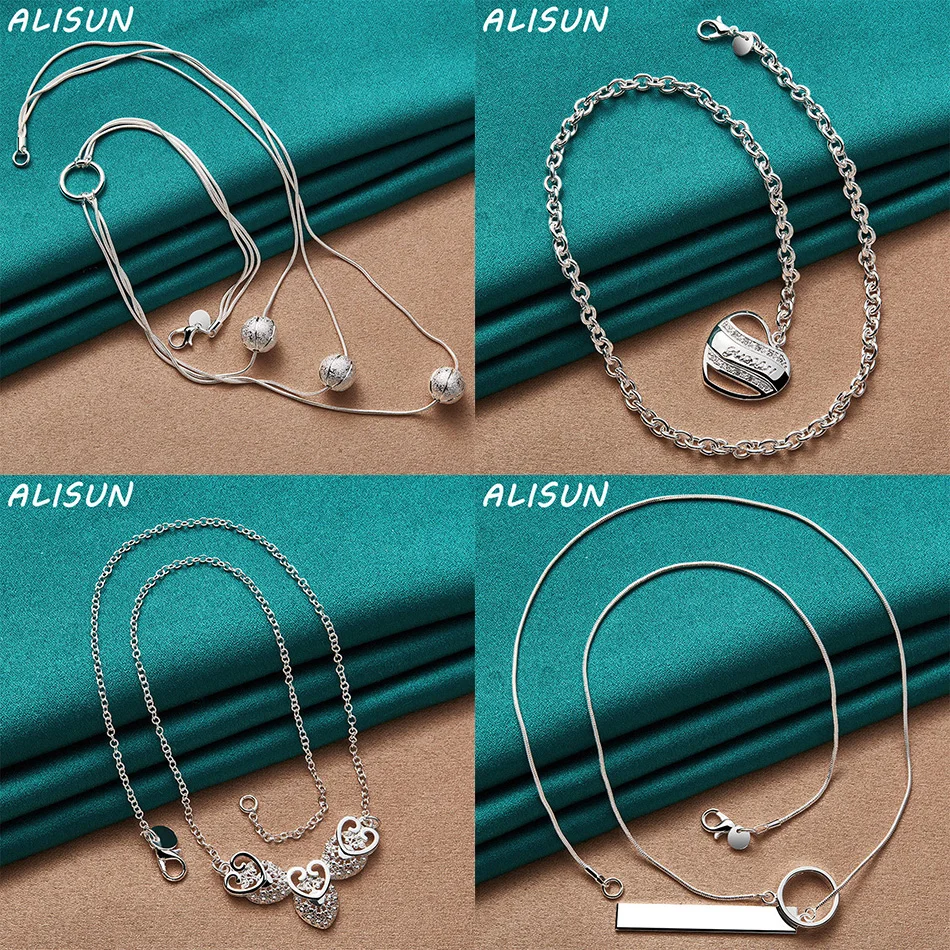 

ALISUN 925 Sterling Silver 45cm Design Necklace For Women Men Charm Trend Birthday Gifts Fashion Party Fine Jewelry