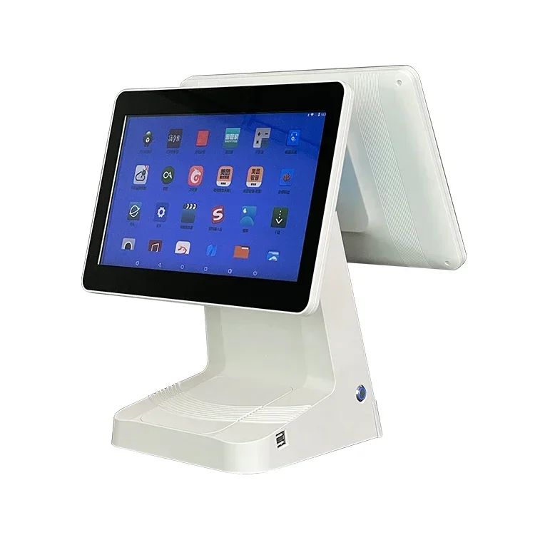 13.3 Inch Dual Screen Touch Self Service POS System Cash Register All In One Self Checkout Kiosk for Retail Restaurant