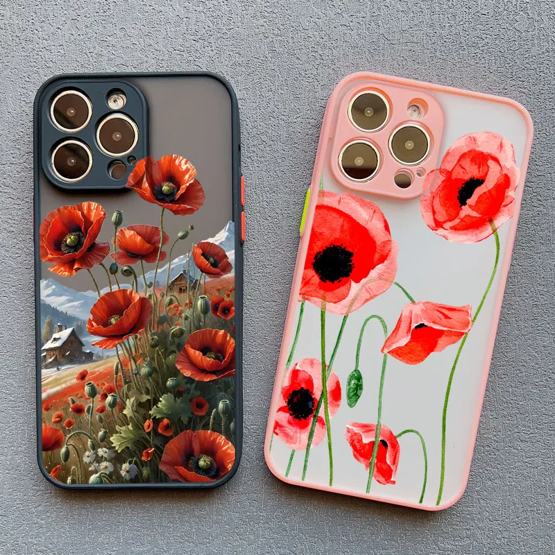 Voor Iphone 16 15 Pro Max Poppy Bloem Bloeien Telefoonhoesje Voor Iphone 14 13 11 12 Pro Max Mini Plus Xs Xr X Se 2020 Telefoonhoes Cool