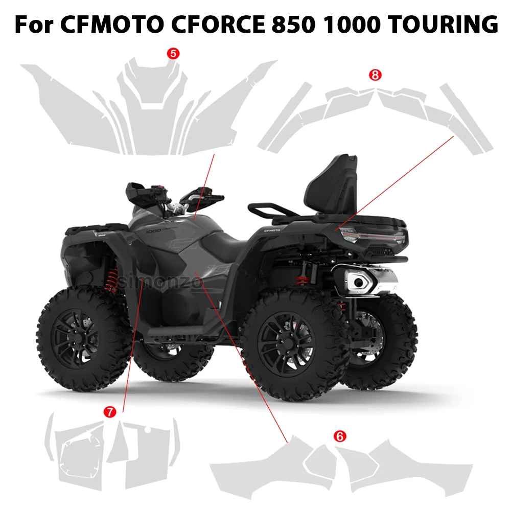 For CFMOTO CFORCE 850 1000 TOURING PPF Motorcycle TPU Protective Film Full Invisible Fairing Paint Protection Stickers 2024-2025